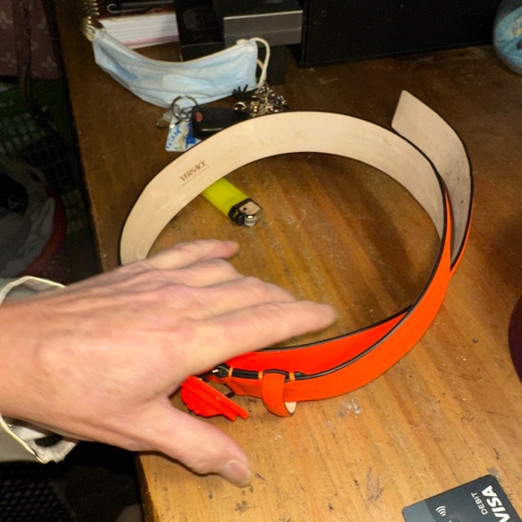Versace orange  Medusa leather belt florence belt main image 6